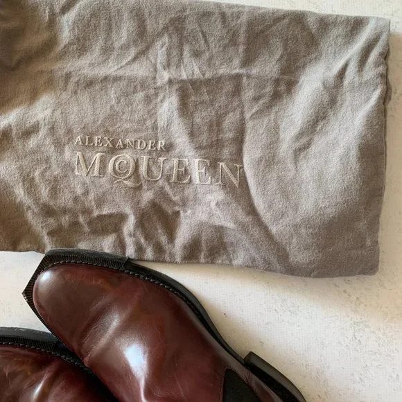 Alexander McQueen Burgundy Square Sole Chelsea boots Us 6 36 - Picture 7 of 7
